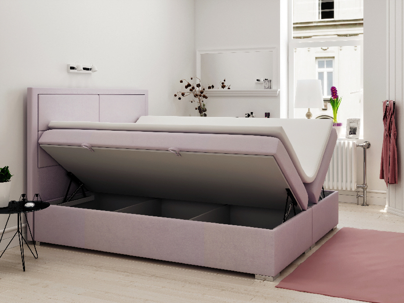 Bračni krevet Boxspring 140 cm Menorra (ružičasta) (s prostorom za odlaganje)
