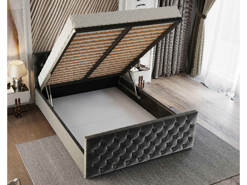 Bračni krevet 140 cm Velva (crna) (s podnicom i prostorom za odlaganje)