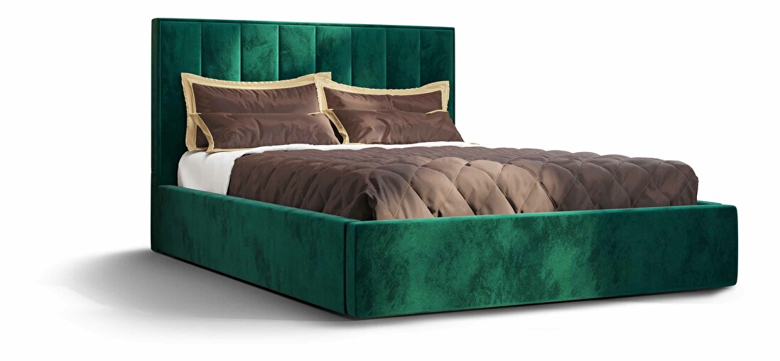 Bračni krevet 180 cm Ocie (tamnozelena) (s podnicom i prostorom za odlaganje)