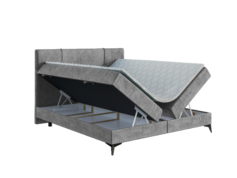 Bračni krevet Boxspring 140 cm Nivela (beton) (s madracem i prostorom za odlaganje)