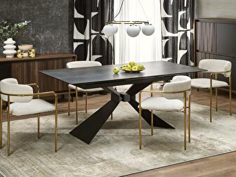 Blagovaonski stol Manuello (crni mramor + crna) (za 4 osobe)