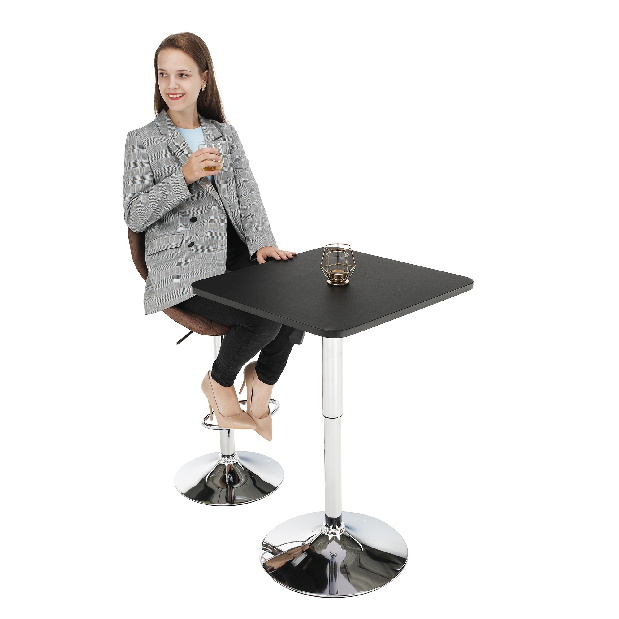 Barski stol Freya (crna + krom)