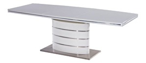 Blagovaonski stol na razvlačenje 120-180 cm Florinda (bijela + bijeli visoki sjaj) (za 4 do 8 osoba)