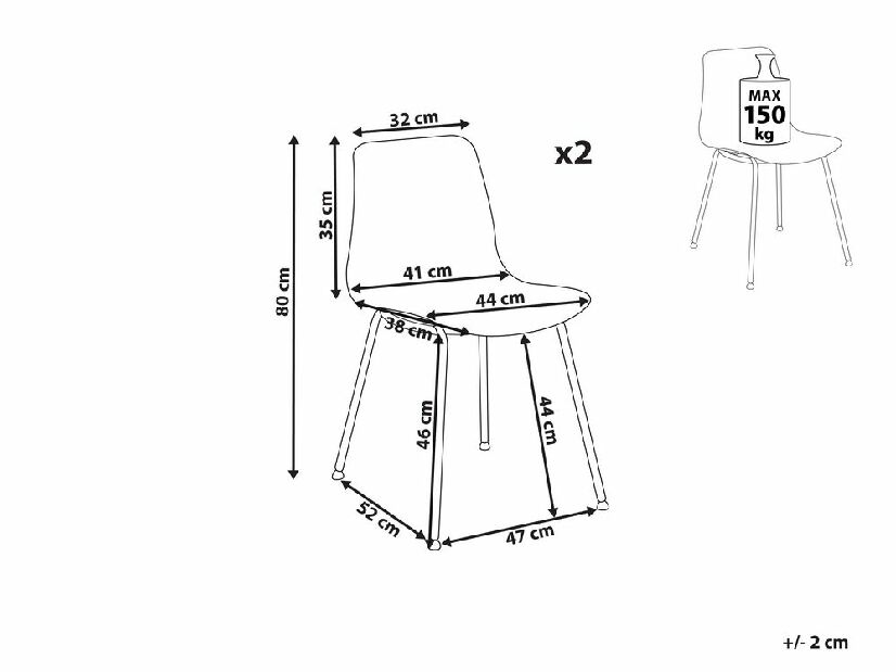 Set blagovaonskih stolica (2 kom.) Looza (bijela)