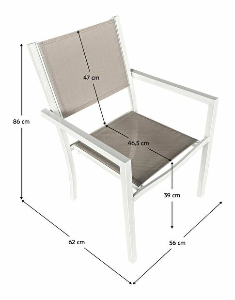 Vrtna stolica DARIO (bijeli čelik + svijetlosiva)