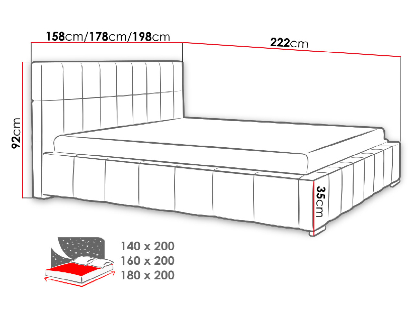 Tapeciran krevet s prostorom za odlaganje Mirjan Mikael (160x200) (Rico 23)