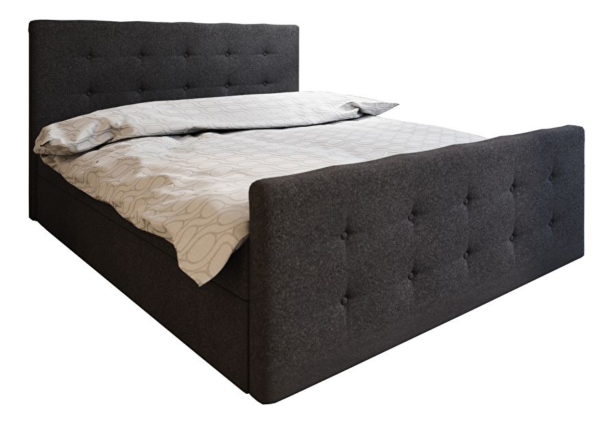 Bračni krevet Boxspring 200 cm Milagros 1 (crna) (s madracem i prostorom za odlaganje)