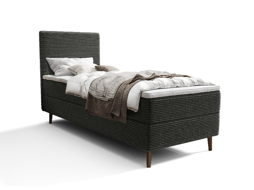 Jednostruki krevet 80 cm Napoli Comfort (tamnozelena) (s podnicom, s prostorom za odlaganje)