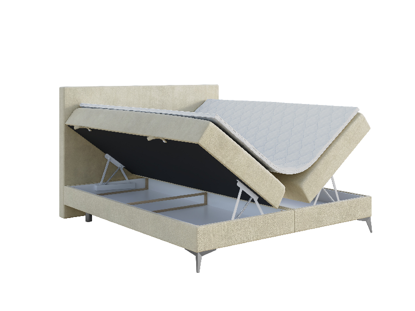 Jednostruki krevet Boxspring 120 cm Ricky (svijetlo bež) (s madracem i prostorom za odlaganje)