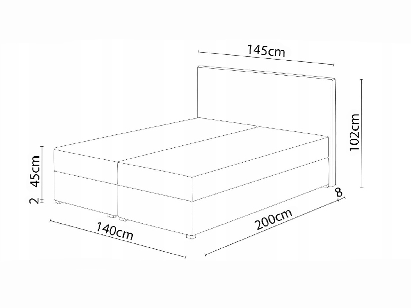 Bračni krevet Boxspring 140x200 cm Karum(s podnicom i madracem) (siva)