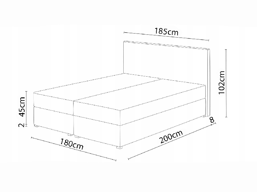 Bračni krevet Boxspring 180x200 cm Mimosa (s podnicom i madracem) (tamno siva + siva)