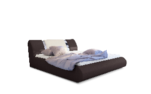 Bračni krevet 160 cm Fabio (tamno smeđa + krem) (s podnicom i prostorom za odlaganje)