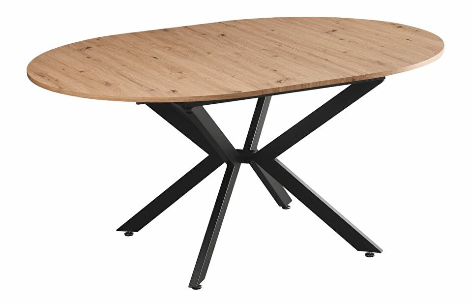 Blagovaonski stol na razvlačenje 120 AMERO (hrast artisan + crna) (za 4 do 6 osoba)