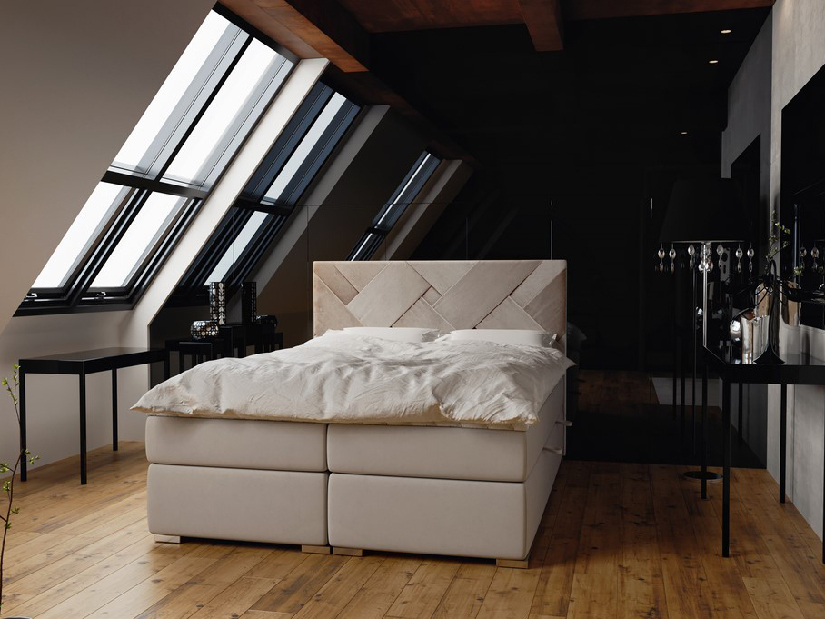 Bračni krevet Boxspring 180 cm Melo (bijela ekokoža) (s prostorom za odlaganje)