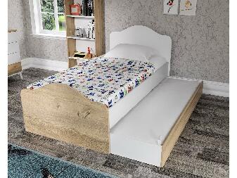Jednostruki krevet 90 cm Sabese 4 (hrast + bijela) (s podnicom)