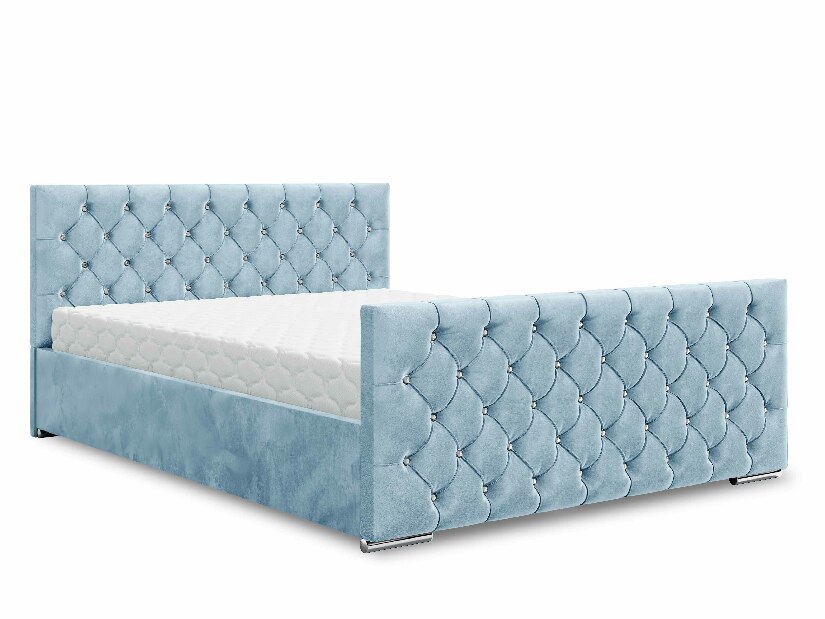 Bračni krevet 180 cm Quintin (plava) (s podnicom i prostorom za odlaganje)