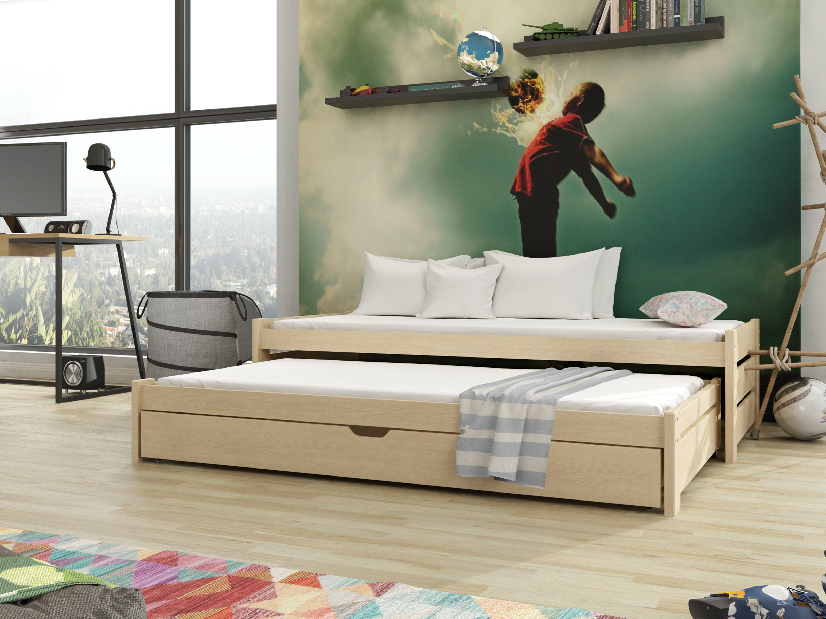 Dječji krevet 90 x 190 cm ANISSA (s podnicom i prostorom za odlaganje) (borovina)