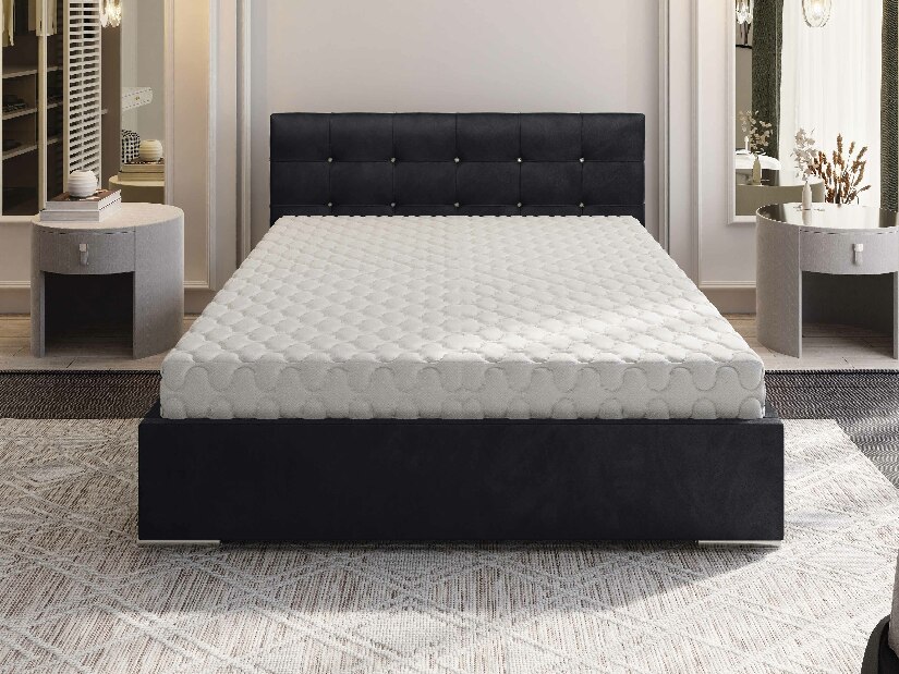 Bračni krevet 140 cm Lonnie (crna) (s podnicom i prostorom za odlaganje)
