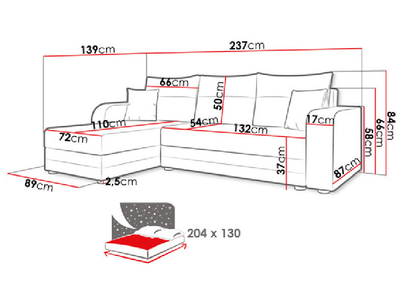 Sofa na razvlačenje Mirjan Nyx (Lux 0 + Lux 01)