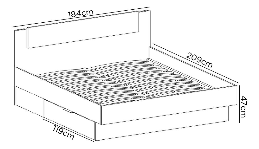 Bračni krevet 180 cm Lewell (s uzglavljem) (s prostorom za odlaganje) (wenge)