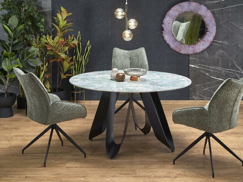 Blagovaonski stol Giacomo (zeleni mramor + crna) (za 4 osobe)