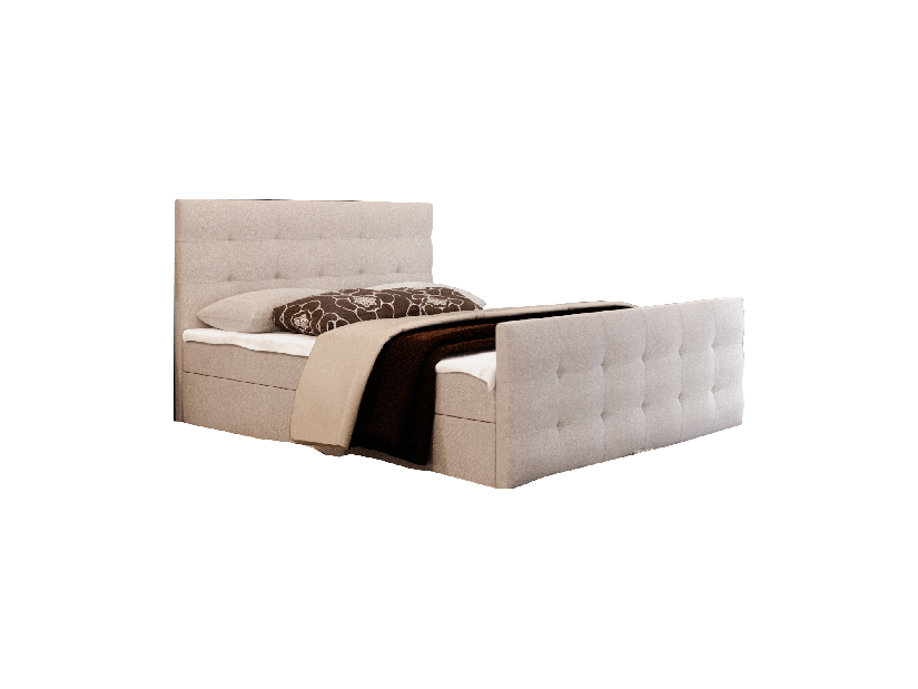 Bračni krevet Boxspring 140 cm Milagros 2 (bež) (s madracem i prostorom za odlaganje)
