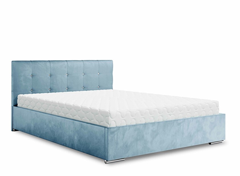 Bračni krevet 140 cm Lonnie (plava) (s podnicom i prostorom za odlaganje)
