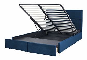 Bračni krevet 180 cm Vissarion (plava) (s podnicom i prostorom za odlaganje)