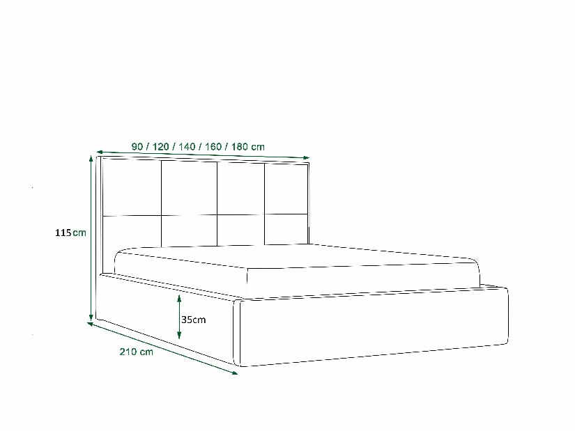 Bračni krevet 180 cm Alfonso (tamnosiva) (s podnicom i prostorom za odlaganje)