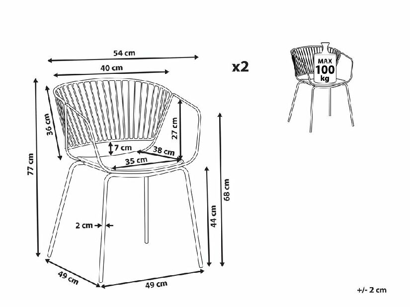 Set 2 kom. blagovaonskih stolica RAGOR (bakrena)