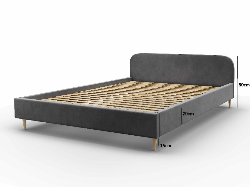 Bračni krevet 140 cm Lon (tamnotirkizna) (bez podnice i prostora za odlaganje)