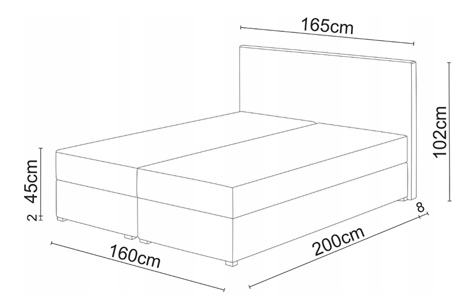 Bračni krevet Boxspring 160x200 cm Waller (boja senfa) (s podnicom a madracem)