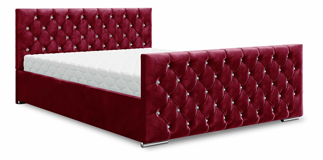 Bračni krevet 180 cm Quintin (bordo) (s podnicom i prostorom za odlaganje)