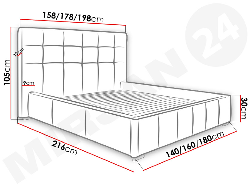 Bračni krevet 140 cm Mirjan Kendrick (KS 2660)