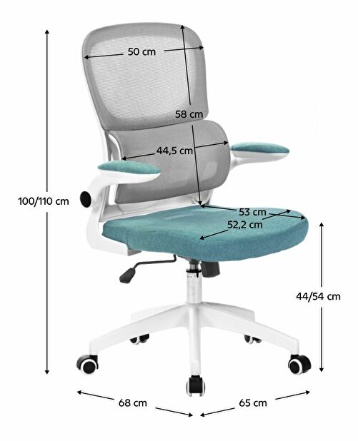 Uredska fotelja RAMARO (smeđa + neomint + bijela)