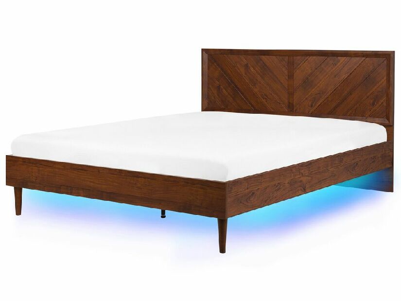 Bračni krevet 180 cm MILLET (s podnicom i LED rasvjetom) (tamno drvo)