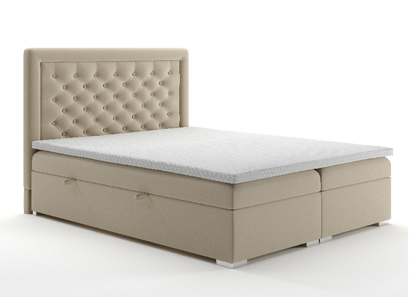 Bračni krevet Boxspring 160 cm Gllamy (bež) (s prostorom za odlaganje)