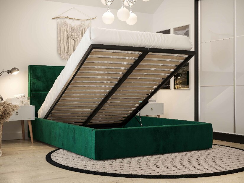 Bračni krevet 140 cm Elna (crna) (s podnicom i prostorom za odlaganje)