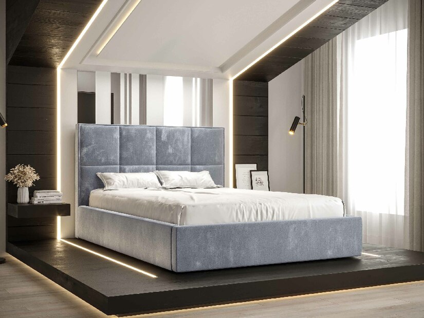 Bračni krevet 180 cm Gino (svijetloplava) (s podnicom i prostorom za odlaganje)