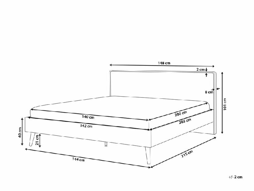 Bračni krevet 140 cm SERVI (s podnicom) (svijetlo drvo)