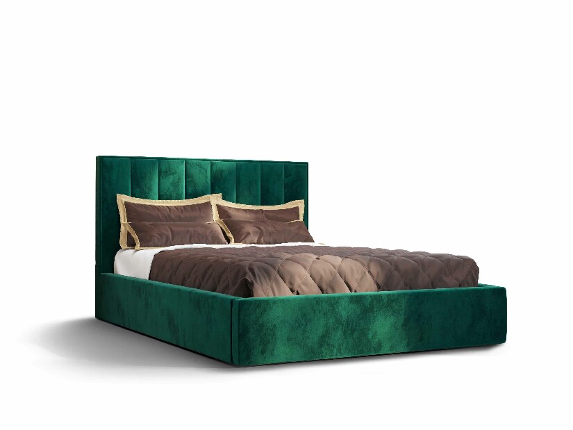 Bračni krevet 140 cm Ocie (tamnozelena) (s podnicom i prostorom za odlaganje)