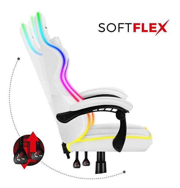 Gaming stolica Fusion 4.4 (bijela + šarena) (s LED rasvjetom)