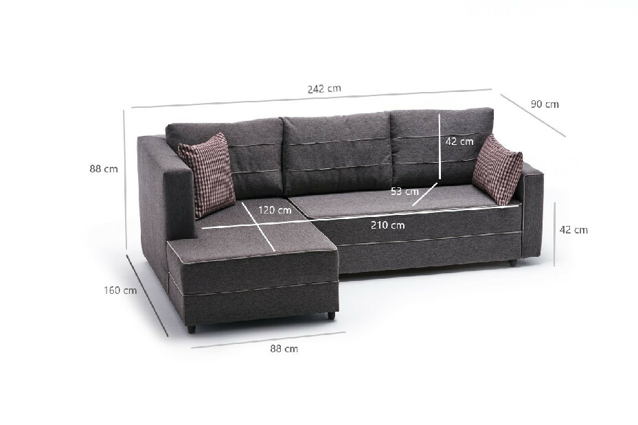 Kutna sofa na razvlačenje Elnath (smeđa) (L)