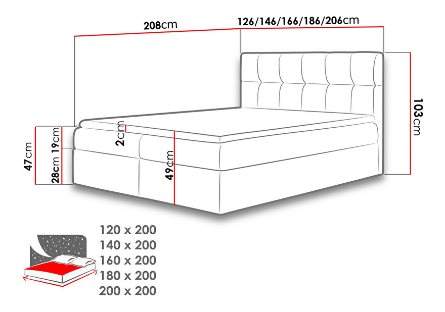 Kontinentalni krevet Mirjan Maddox (180x200) (ekokoža Soft 017 (bijela))