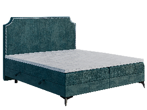 Jednostruki krevet Boxspring 120 cm Lexa (morska) (s madracem i prostorom za odlaganje)