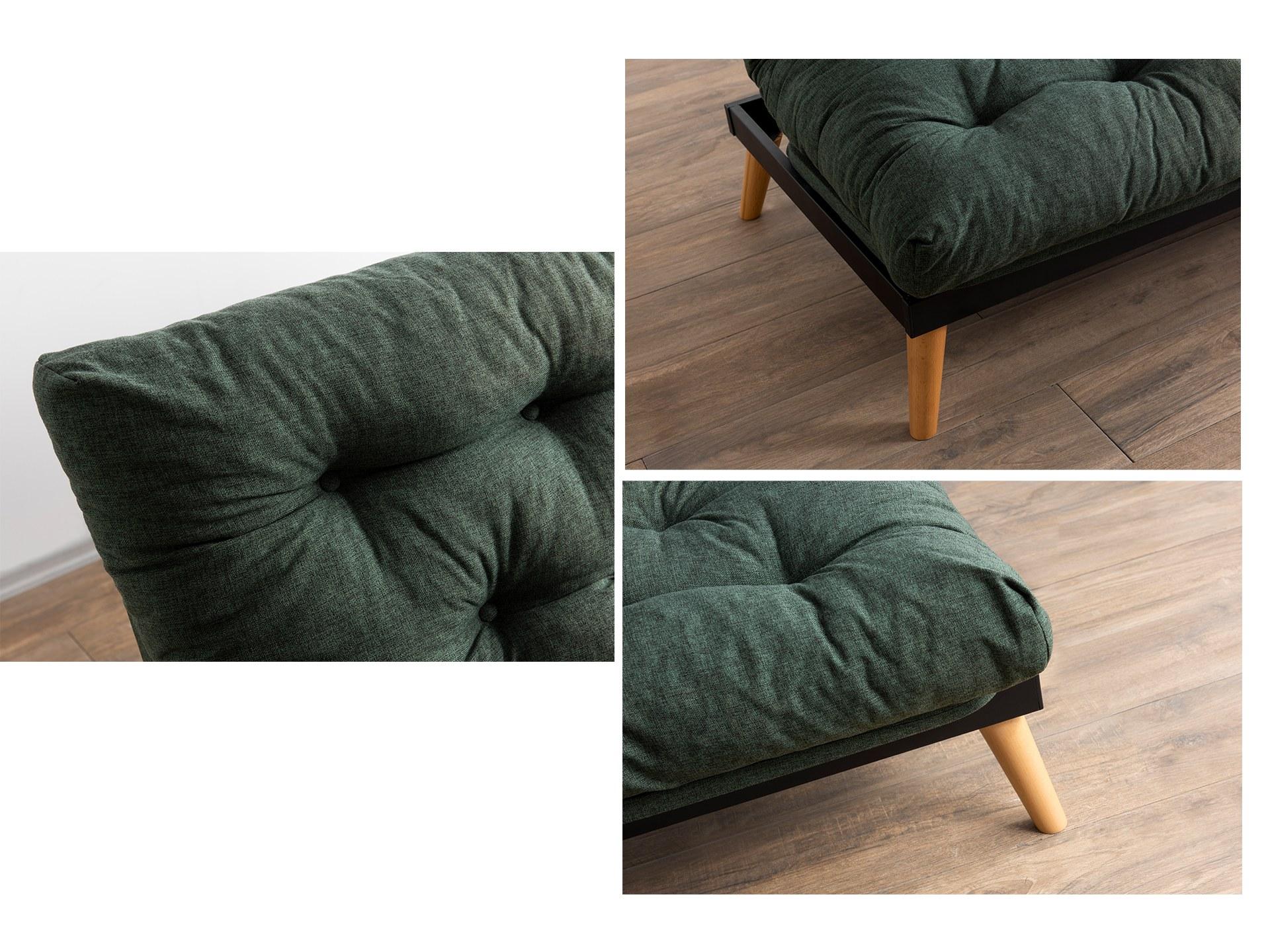 Sofa na razvlačenje Sakotta (zelena + drvo)