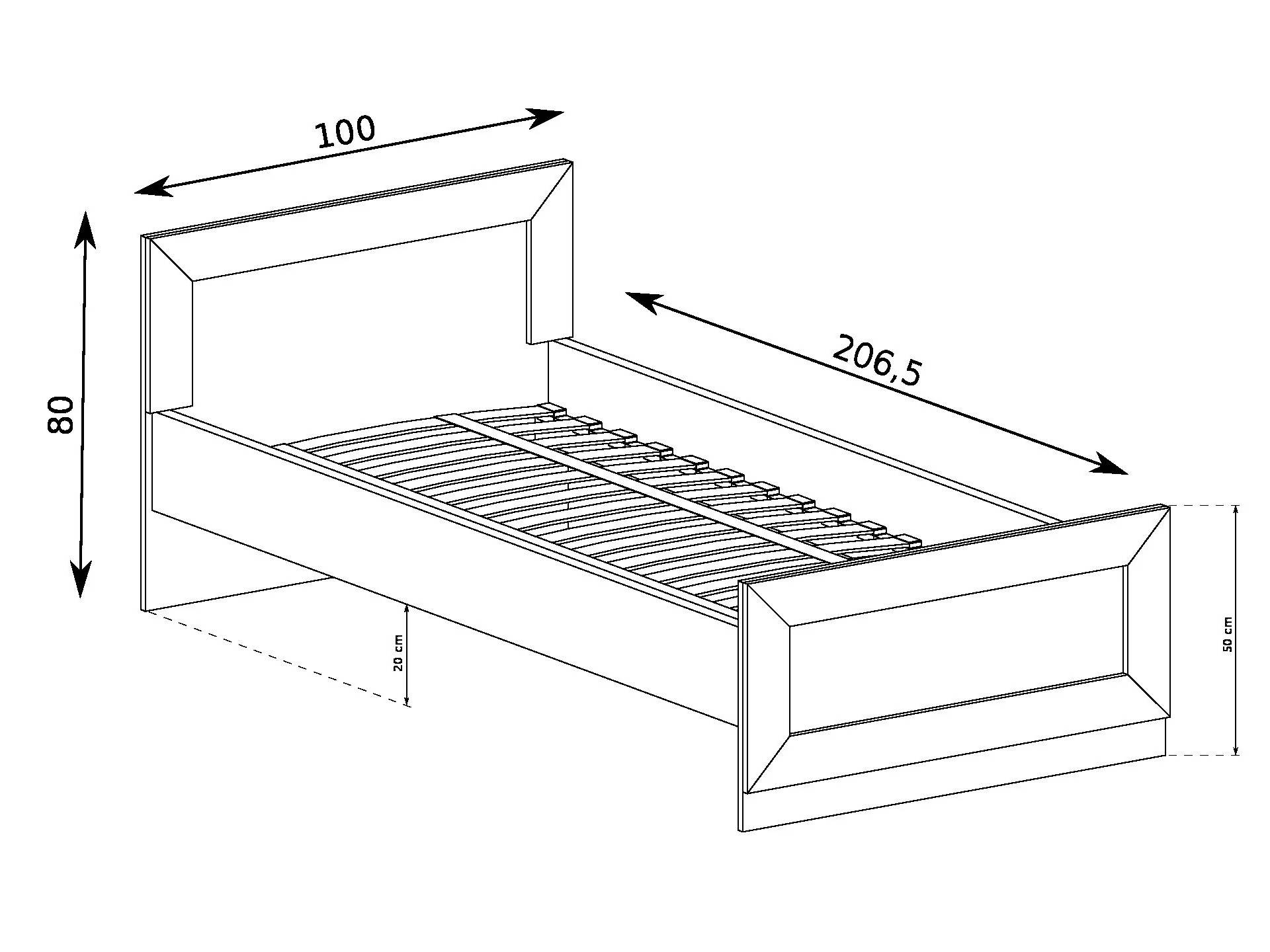 Jednostruki krevet 90 cm Titanus 21 (hrast lefkas)