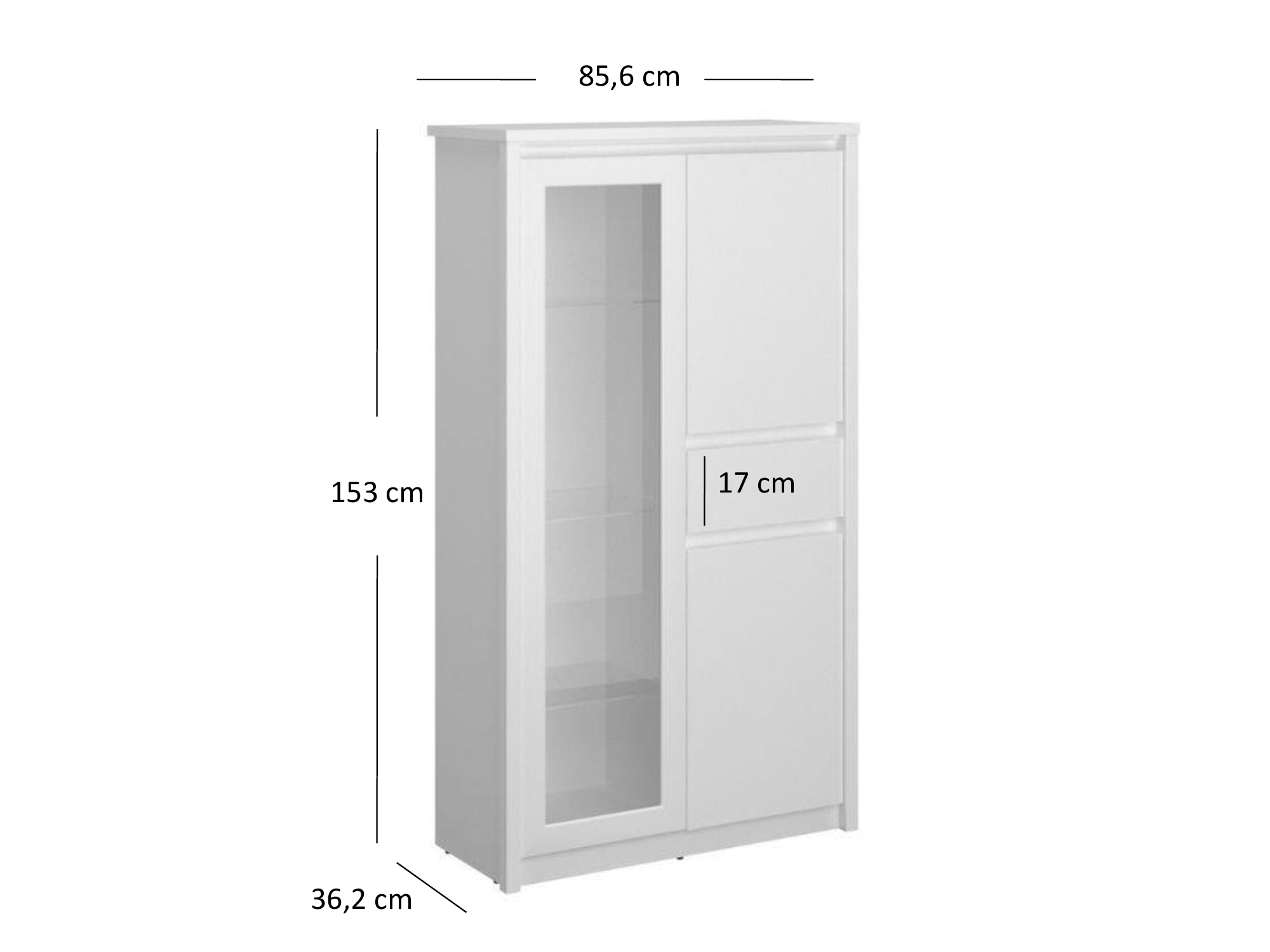 Vitrina Ethan 2D1W1S (bijela)