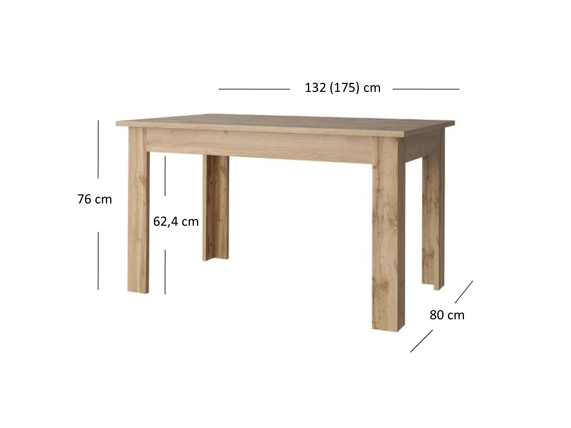 Blagovaonski stol na razvlačenje 130-175 cm Mirella (hrast wotan)