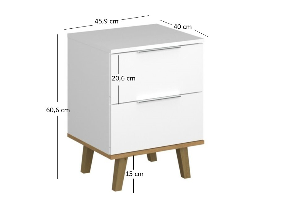 Komoda Nickole 2S/46 (bijela + kameni hrast)